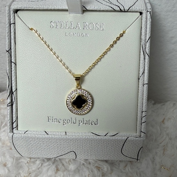 Stella Rose Jewelry - Gold‎ Plated Necklace with Black and Gold Pendant